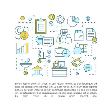 Finansal yönetim kavramı doğrusal illüstrasyon, vektör simgeler