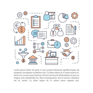 Finansal yönetim kavramı doğrusal illüstrasyon, vektör simgeler