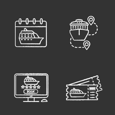 Cruise Tema tebeşir vector Icons set