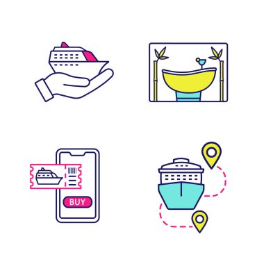 renkli Cruise tema vektör simgeler kümesi