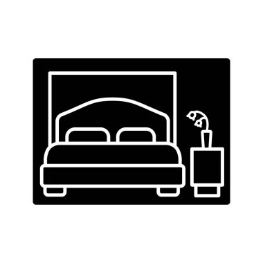 Yatak odası glif vektör minimalist simgesi