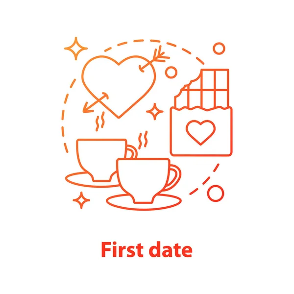 First Date Concept Vector Minimalistic Icon — Stock Vector
