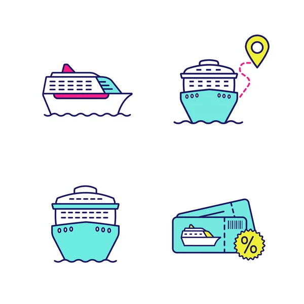 Colorful Cruise Theme Vector Icons Set — Stock Vector