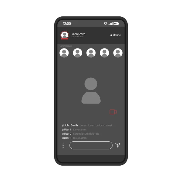 Szociális Média App Okostelefon Felület Vektor Sablon — Stock Vector