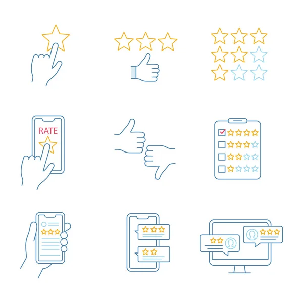 Rating Theme Colorful Vector Icons Set — Stock Vector