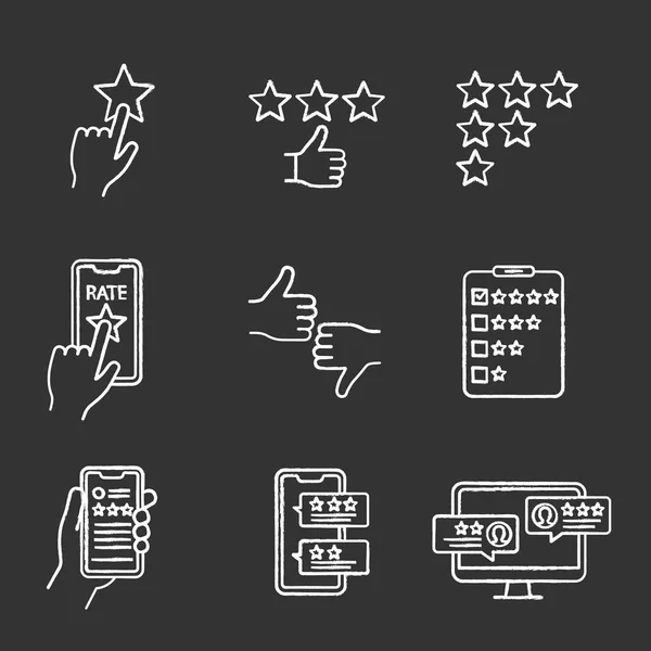 Rating Theme Chalk Vector Icons Set — Stock Vector