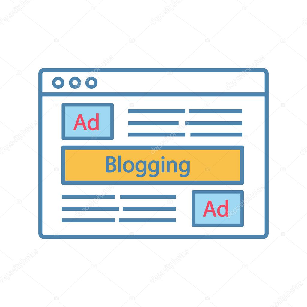 Blog advertising color vector minimalistic icon