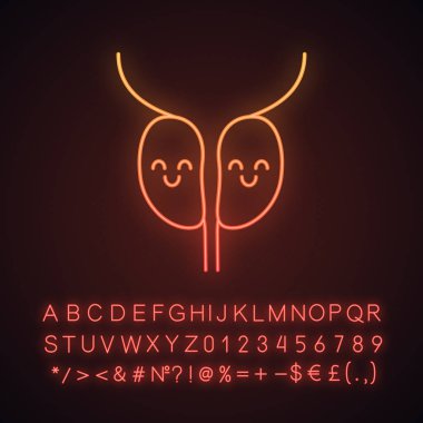 Gülümseyen prostat bezi neon ışığı vektör simgesi 