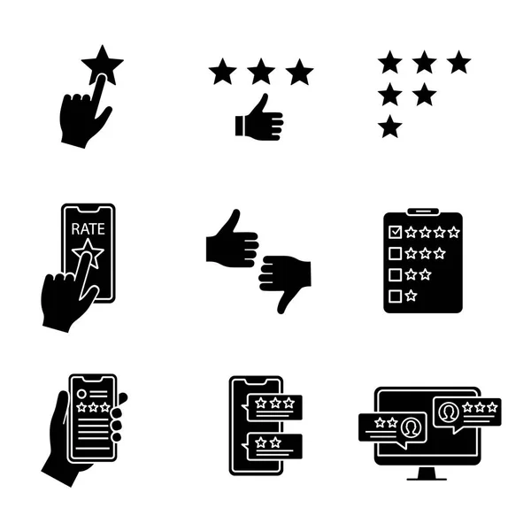 Rating Glyph Black Vector Icons Set — Stock Vector