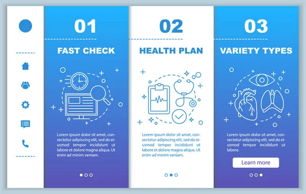 Medical Services Onboarding Mobile Web Pages Vector Template — Stock Vector
