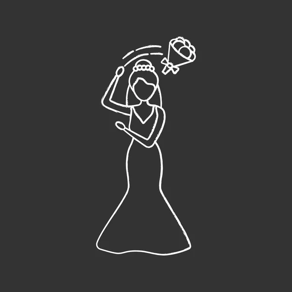 Novia Lanzamiento Boda Ramo Tiza Minimalista Vector Icono — Archivo Imágenes Vectoriales