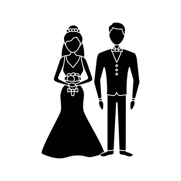 Novia Novio Negro Minimalista Vector Ilustración — Archivo Imágenes Vectoriales