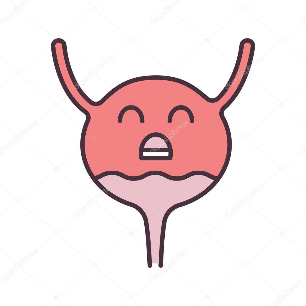Sad urinary bladder color vector icon