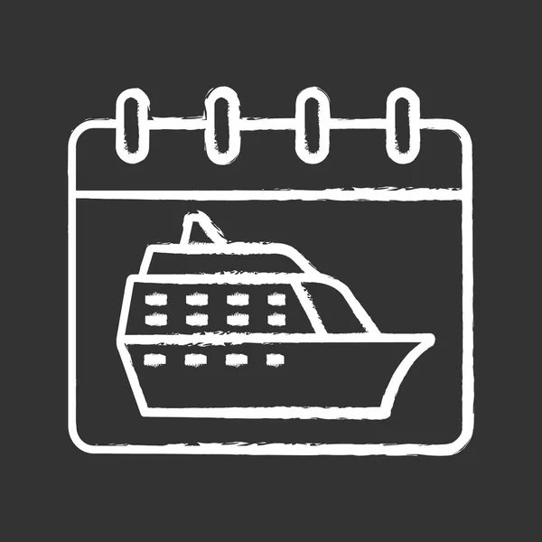 Cruise Ikonu Křídou Datum Odjezdu Dovolená Plavba Stránka Kalendář Lodí — Stockový vektor