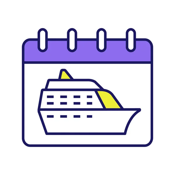 Cruise Departure Date Color Icon Vacation Cruise Calendar Page Ship — Stock Vector