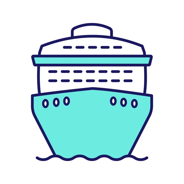 Kreuzfahrtschiff Der Frontansicht Farbiges Symbol Ozeandampfer Schiff Kreuzfahrtschiff Fähre Wassertransport — Stockvektor