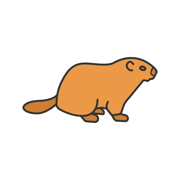 Icono Color Del Día Marmota Woodchuck Febrero Ilustración Vectorial Aislada — Archivo Imágenes Vectoriales