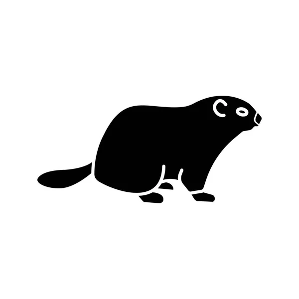 Groundhog Day Glyph Ikonen Murmeldjur Den Februari Siluett Symbol Negativa — Stock vektor