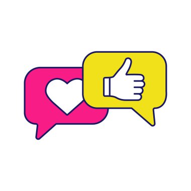 Müşteri geri bildirim renk simgesi. Sosyal medya seviyor ve yorumlar. Olumlu yorumlar. Rating sıralaması. İzole vektör çizim