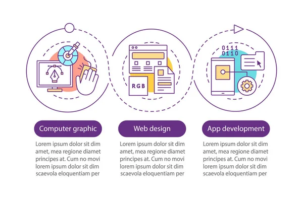 Digitální Technologie Vektorový Infographic Šablona Počítač Grafiky Webdesign Vývoj Aplikací — Stockový vektor