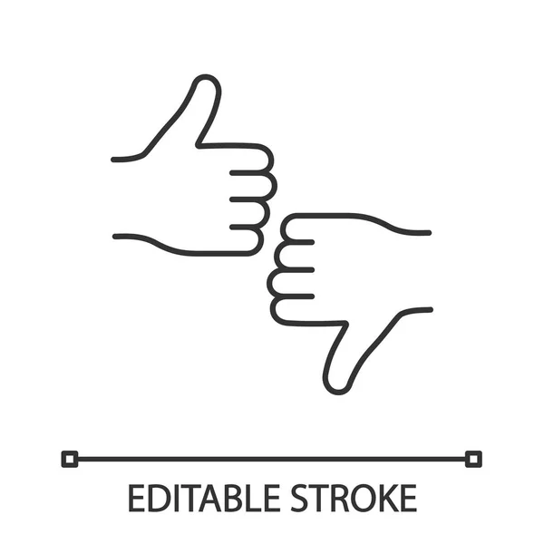 Sympathieën Antipathieën Lineaire Pictogram Positieve Negatieve Feedback Illustratie Van Dunne — Stockvector