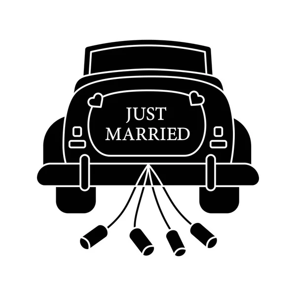 Hochzeit Autovermietung Glyph Icon Autovermietung Gerade Verheiratet Auto Frisch Verheiratet — Stockvektor