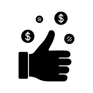 Finansal başarı glif vektör simgesi