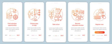 Gönüllü onboarding mobil uygulaması sayfa ekranlar bulma