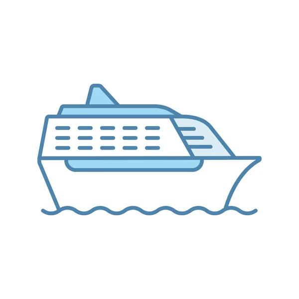 Cruise Gemi Yan Görünümü Renkli Vektör Simgesi — Stok Vektör