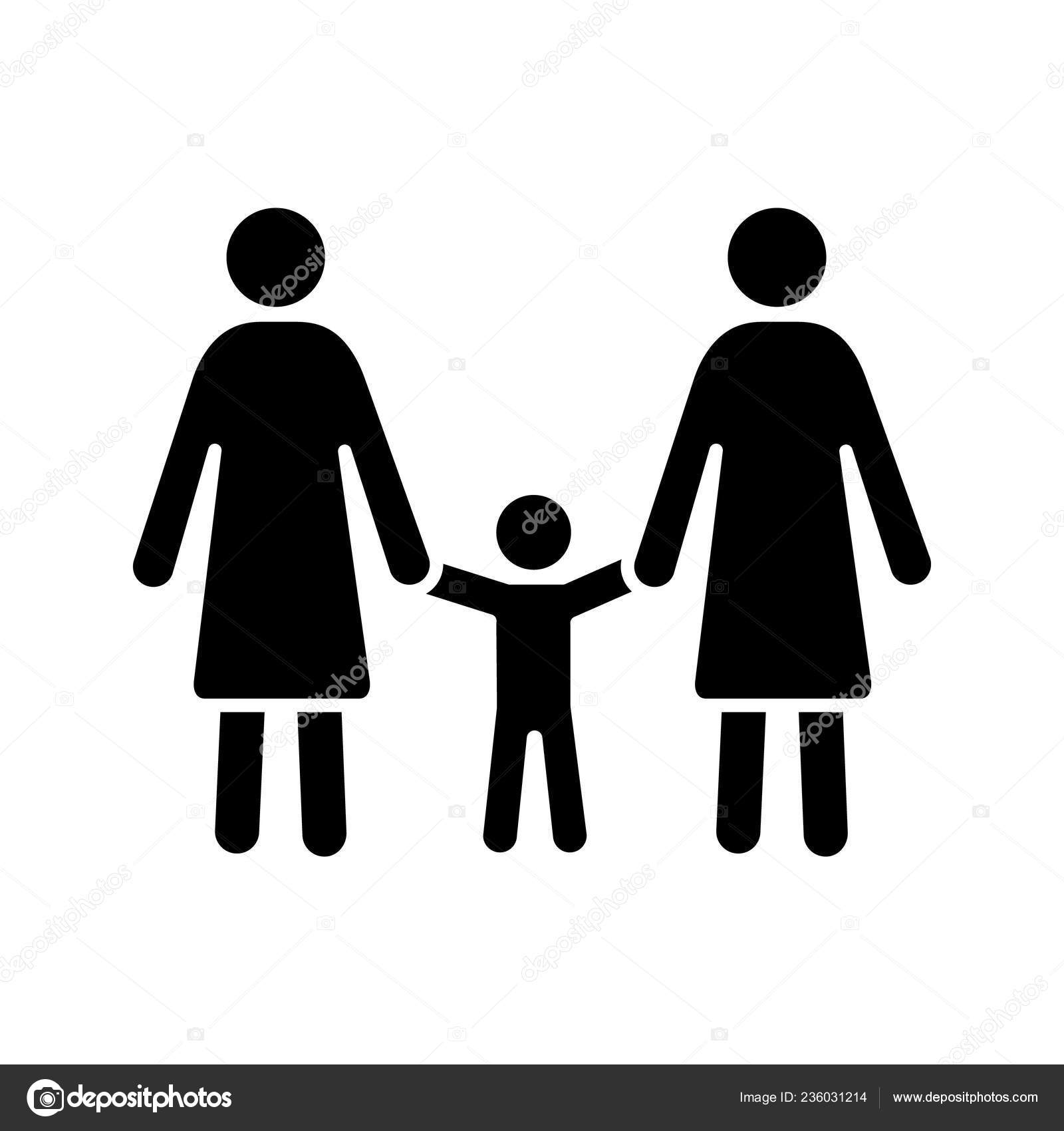 Lesbian Family Glyph Icon Silhouette Symbol Same Sex Parenting Two Stock Vector by ©bsd_studio 236031214 pic
