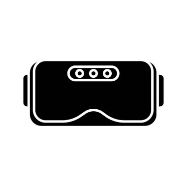 VR kulaklık glif simgesi. Siluet simge. Sanal gerçeklik maske set. VR gözlük, gözlük. Negatif alan. İzole vektör çizim