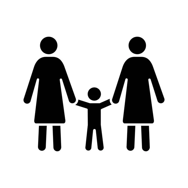 Lesbisches Familienglyphen Symbol Silhouette Symbol Gleichgeschlechtliche Elternschaft Zwei Mütter Mit — Stockvektor