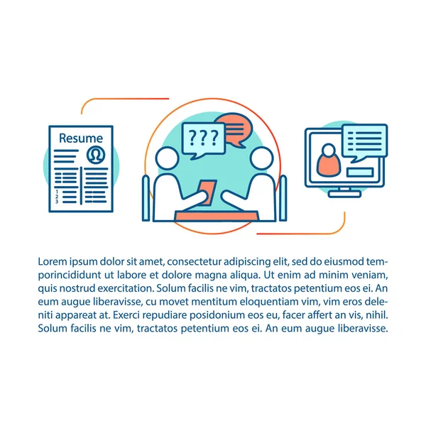 Conceito Entrevista Emprego Ilustração Linear Emprego Recrutamento Empregador Empregado Artigo —  Vetores de Stock