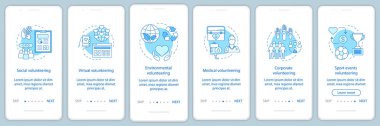 Türleri onboarding mobil uygulaması sayfa ekranlar doğrusal kavramları ile gönüllü.