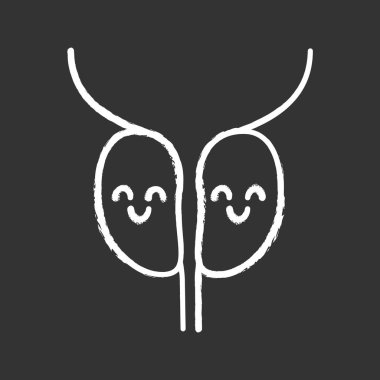 Prostat bezi tebeşir simgesi gülümseyerek. Mens sağlık. Erkek üreme sistemi sağlık. 