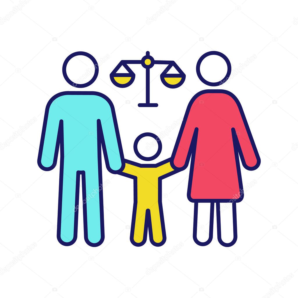Family court color icon. Child custody. Family law proceedings.