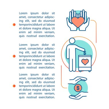 Sponsorluk makale sayfa vektör şablonu. Hayır. Yardım Vakfı.