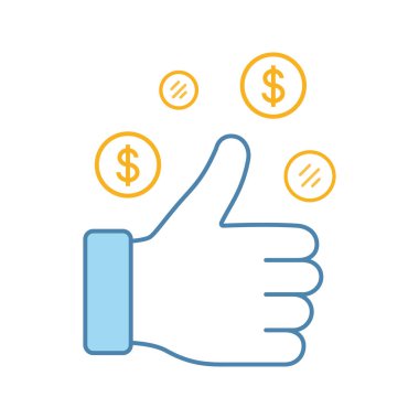 Finansal başarı renk simgesi. Dolar ile parmak. 