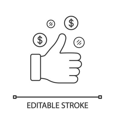 Finansal başarı doğrusal simgesi. Dolar ile parmak.