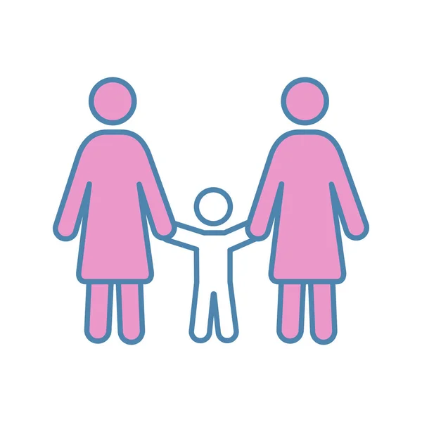 Ikona Lesbijki Rodziny Kolor — Wektor stockowy