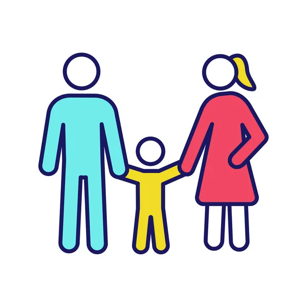 Ikona Kolor Dla Rodzin Dziećmi Kobieta Mężczyzna Dziecko — Wektor stockowy