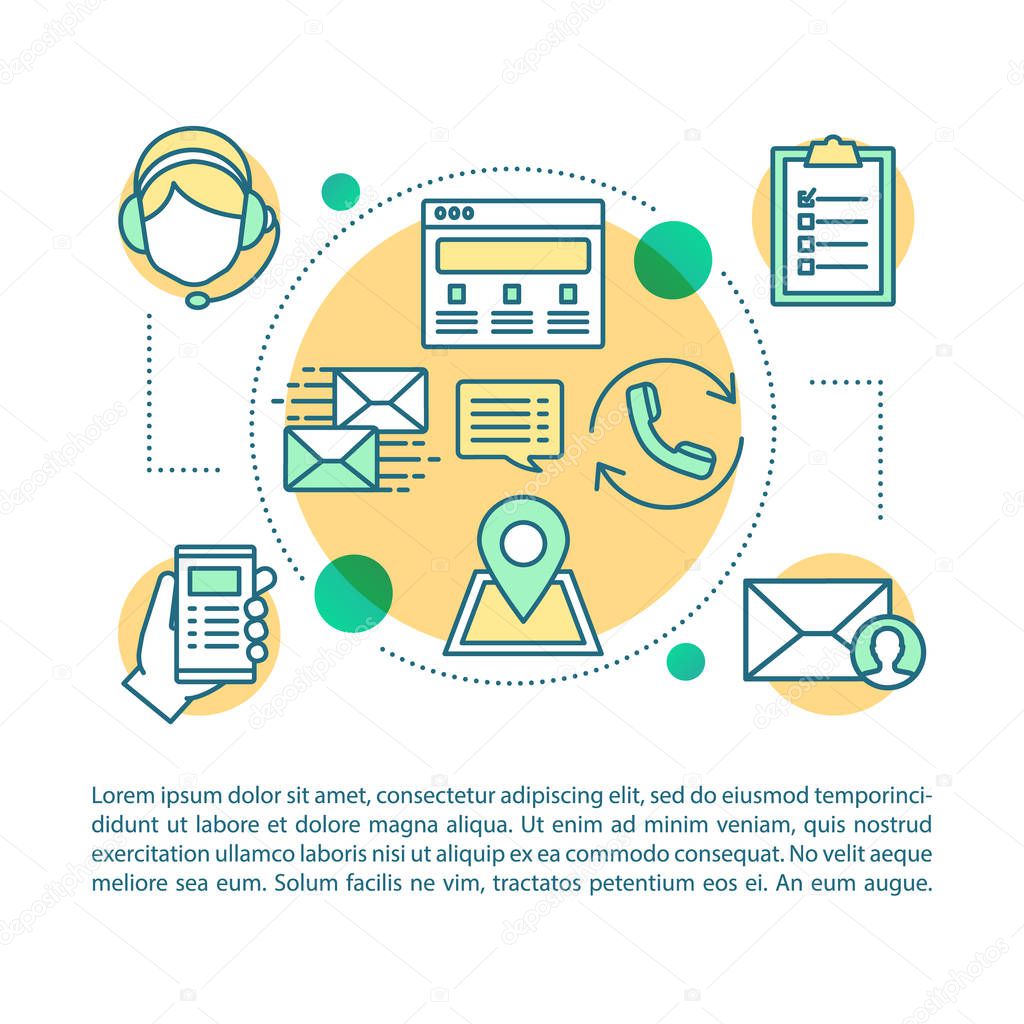 Customer support, care service concept linear illustration.
