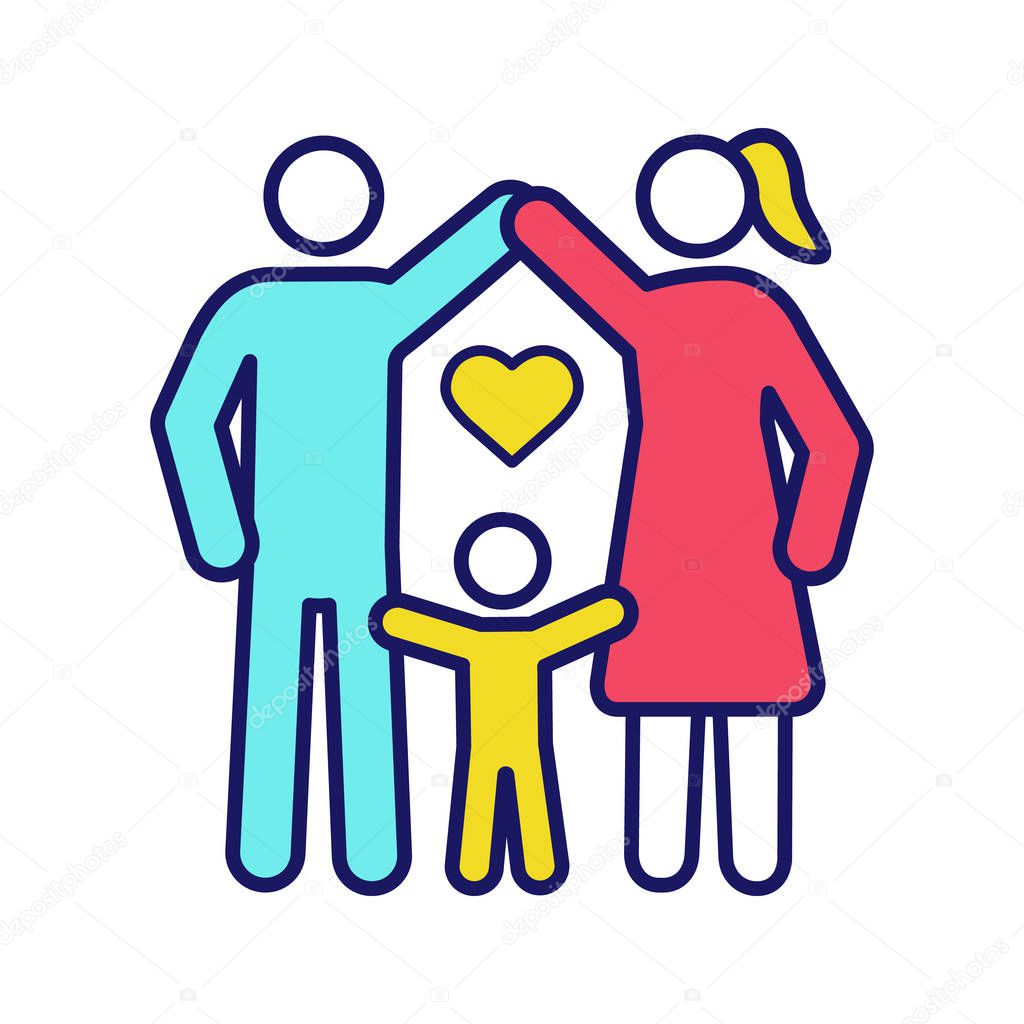 Child protection color icon. Family.