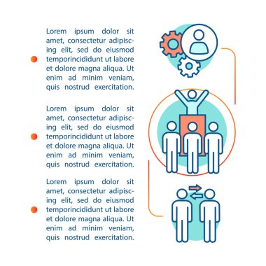 Gönüllü ekip makale sayfa vektör şablonu.