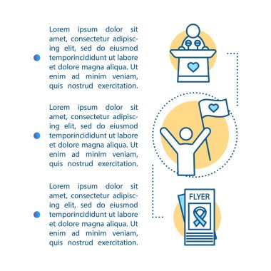 Gönüllü ekip makale sayfa vektör şablonu.