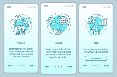 Kaynak yönetimi onboarding mobil uygulaması sayfa şablonları ekranlar