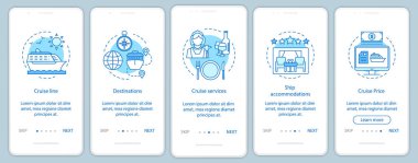 Şablonları onboarding mobil uygulaması sayfa ekranlar vektör bilgilerini cruise