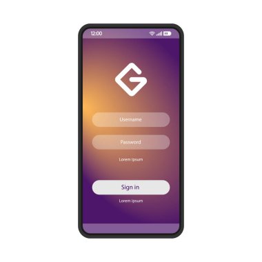 Kullanıcı Yetkilendirme smartphone sayfa vektör şablonu. 