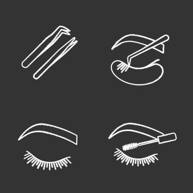 Kirpik uzantıları tebeşir Icons set.