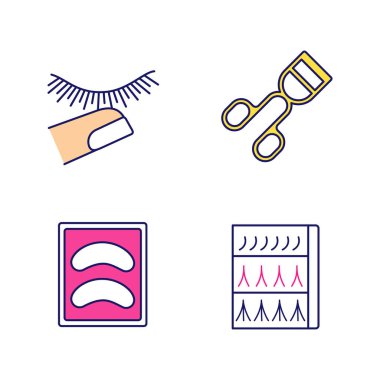 Kirpik uzantıları renk Icons set.